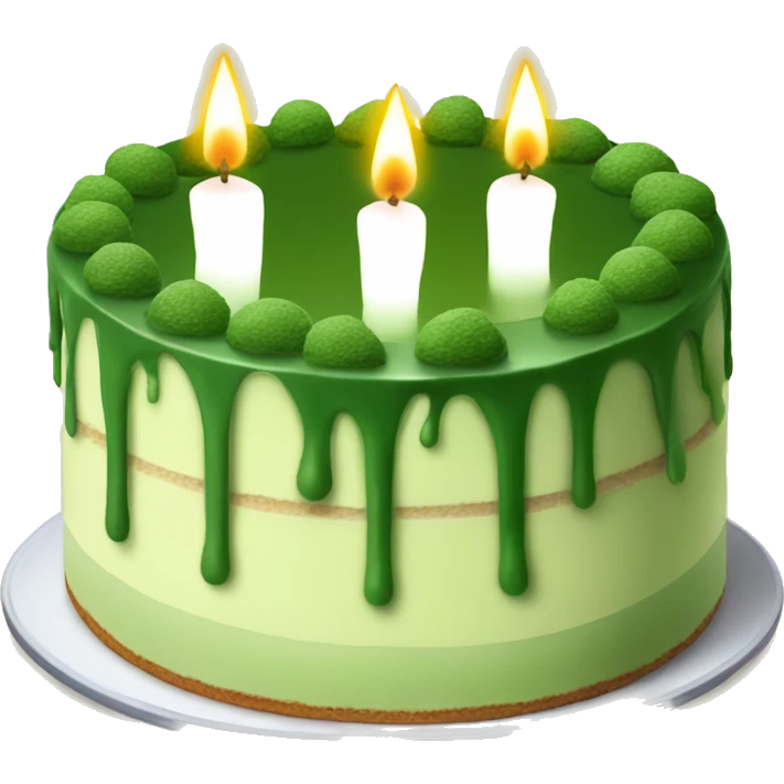 matcha cake with candles, without play underneath  emoji