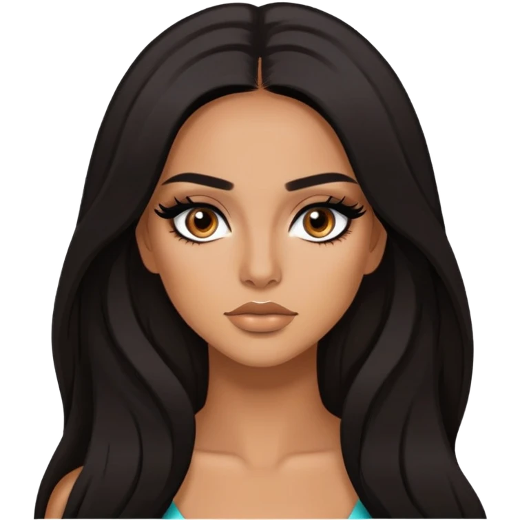 latina, baddie,pretty, brown eyes, makeup, black eyeliner, long hair emoji