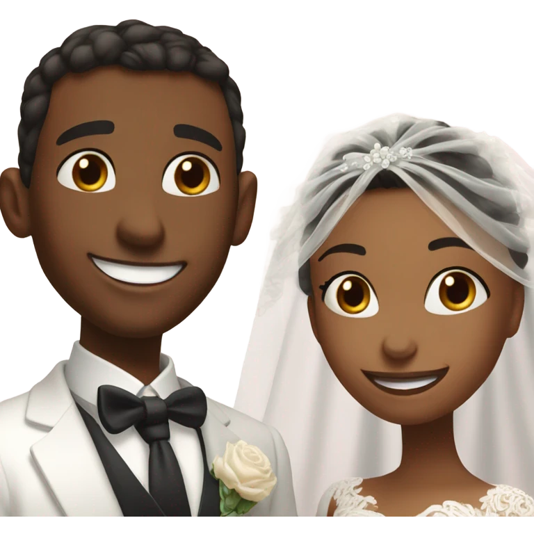 happy couple on wedding day close up emoji