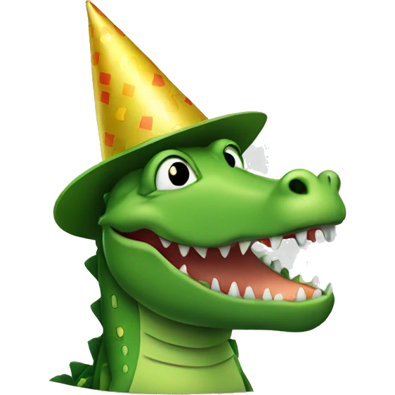 Alligator wearing a party hat  emoji