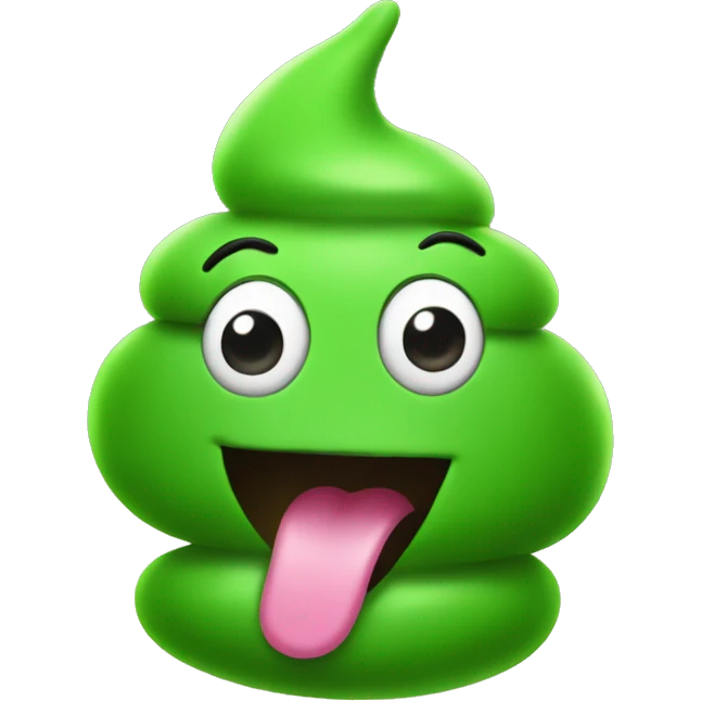 green poop with tongue smiley emoji