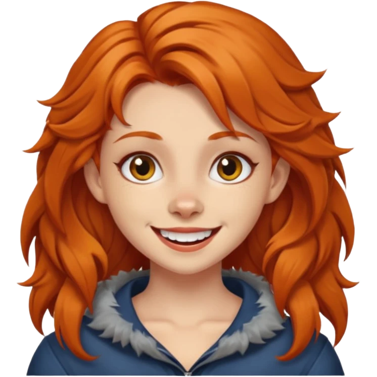 Werewolf ginger hair girl with a smile emoji