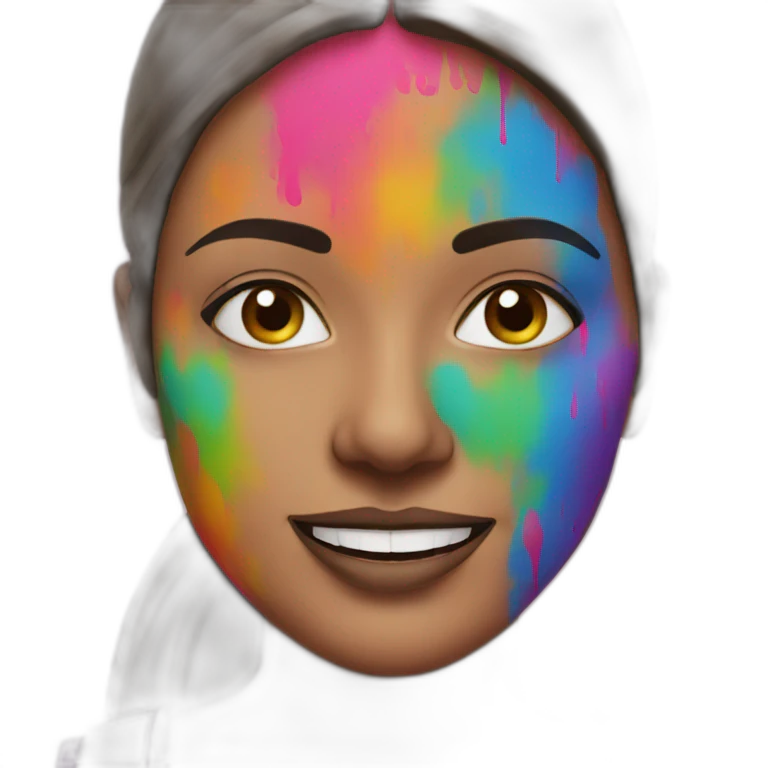 Run woman with holi coloured face emoji