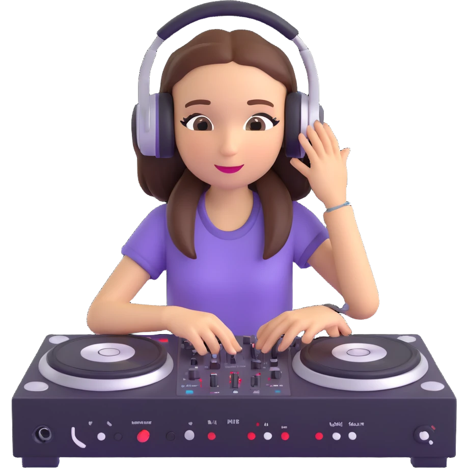 girl playing DJ set emoji
