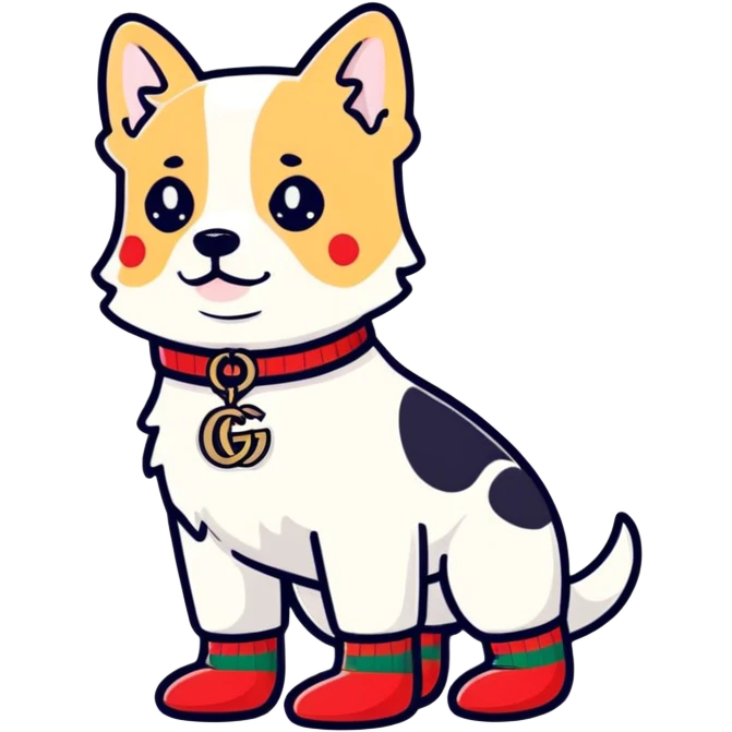 Dog wearing a Gucci socks emoji