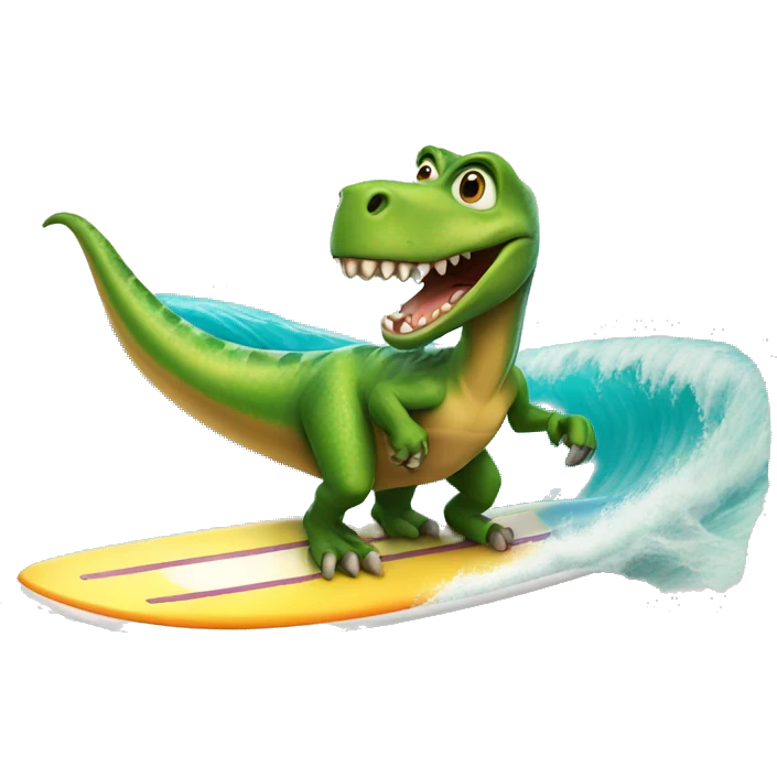 Dinosaur riding surfboard  emoji