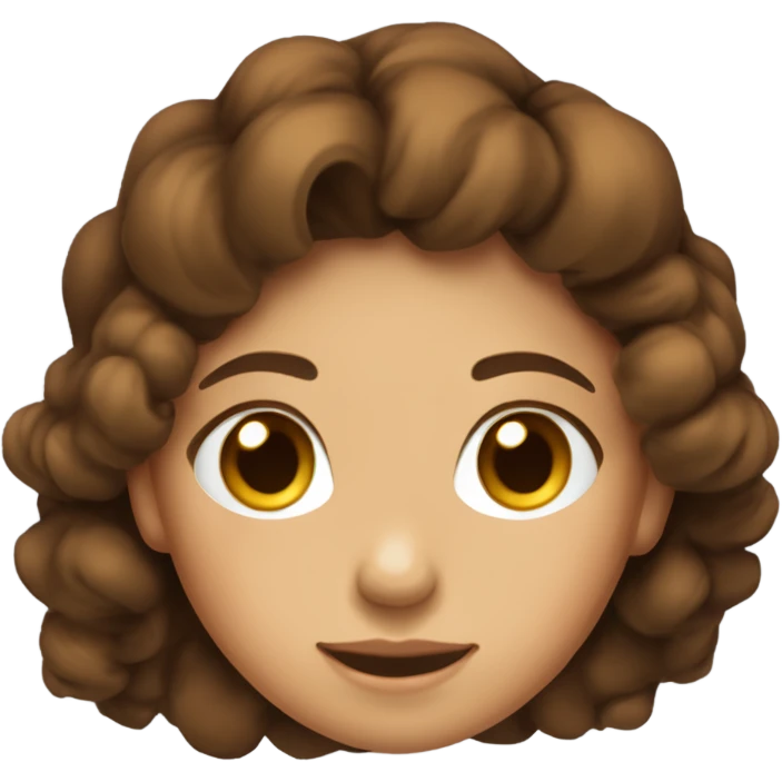 menina pele clara, cabelo ondulado marrom escuro e olhos da mesma cor so que um pouco mais claros emoji