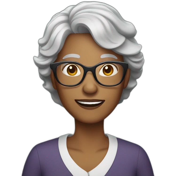older woman with grey hair and glasses emoji