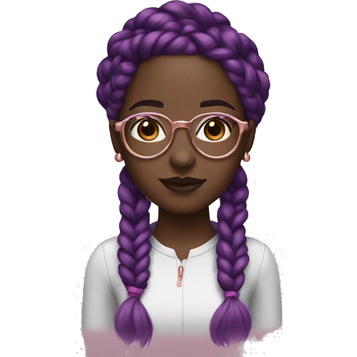 black girl with dark  purple and pink braids and rose gold glasses emoji
