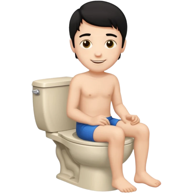 emoji menino branco com cabelo preto sentado no vaso sanitário  emoji