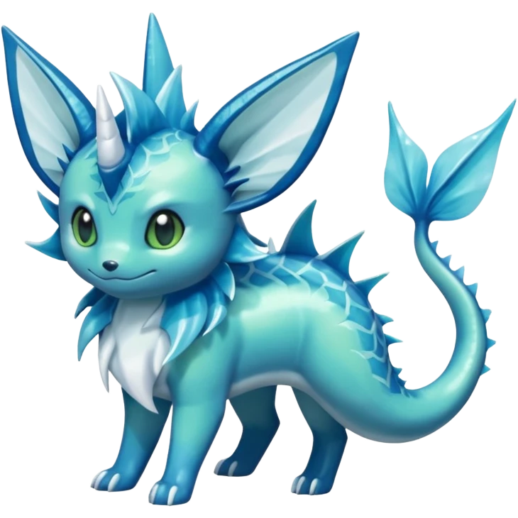 Shiny 4-legged Virizion-Vaporeon-Amaura-Cobalion-fusion, full body emoji