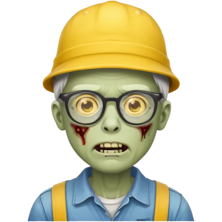 glasses zombie with yellow hat emoji