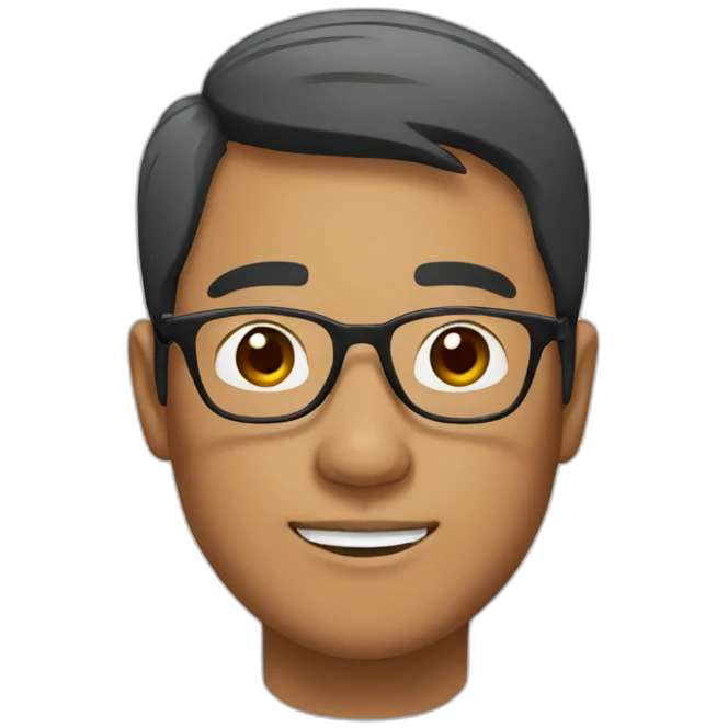 Asian man wear glasses with brown skin emoji