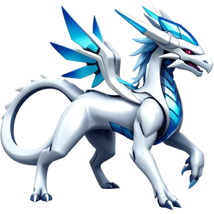Futuristic Modern Shiny Cyber-Suicune-Dialga-Kyurem-Reshiram-Creature, (full body) emoji