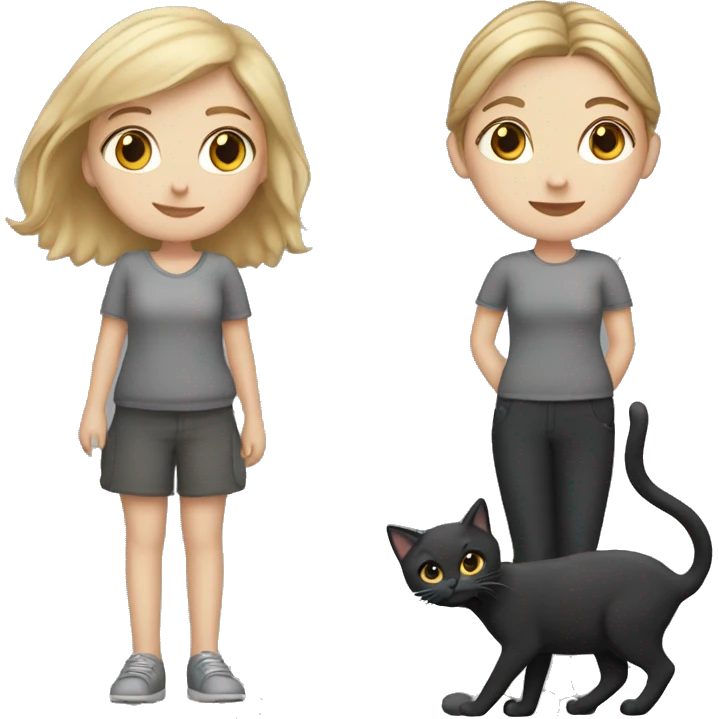  white girl with 2 cats  one dark grey and one black emoji