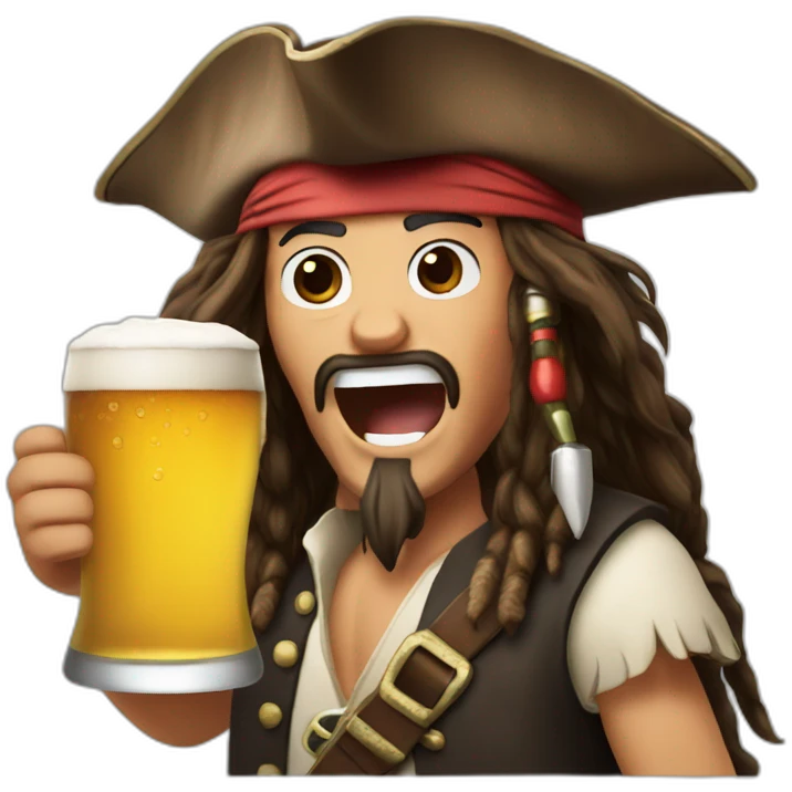 Jack sparrow cheering with a beer  emoji