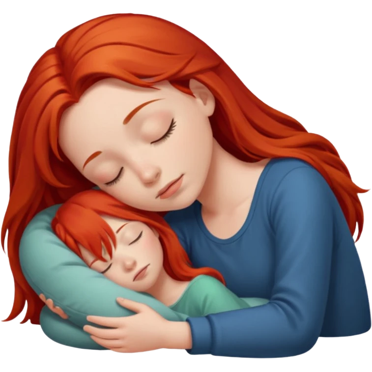Red long hair girl sleeping emoji