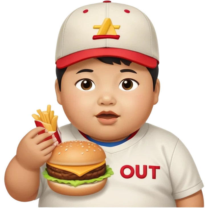 fat asian kid with tan skin eating in n out in california emoji