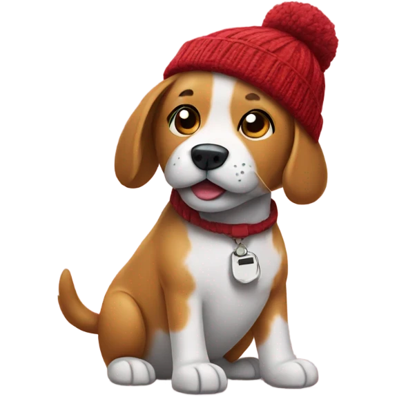 Dog wearing a beanie and shoes emoji