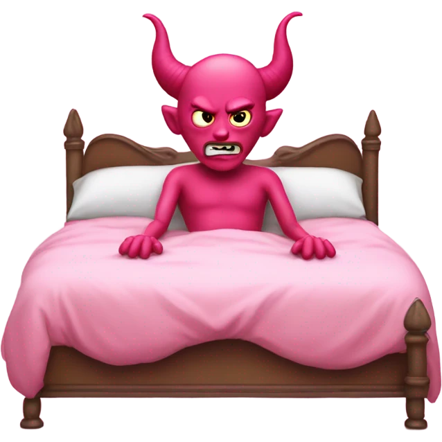 Pink devil in bed emoji
