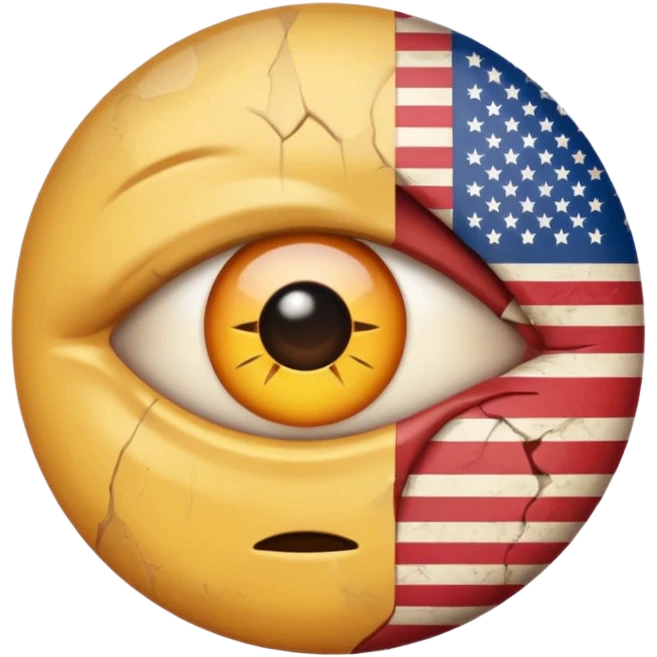 eye twitching emoji with a broken american flag in the background emoji
