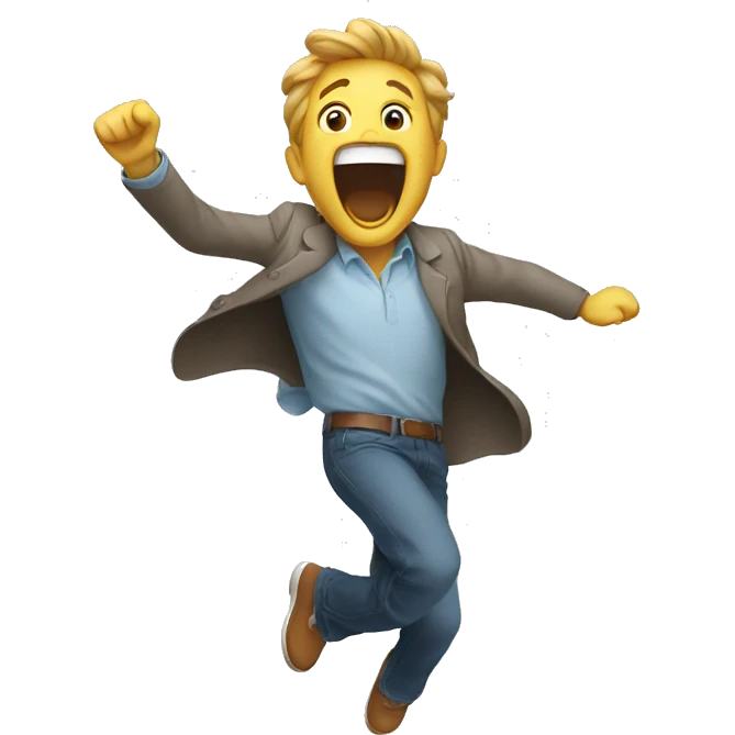 a happy man shouting and jumping emoji