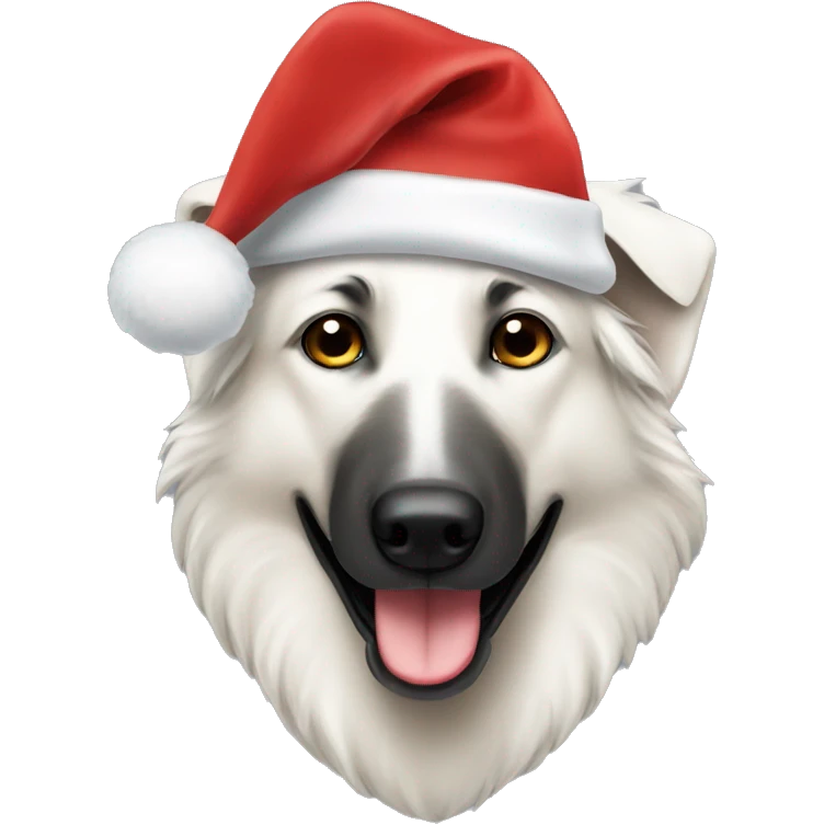 White shepherd Santa hat emoji