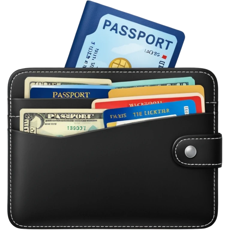 Travel black wallet – larger, holds passport and tickets.
 emoji