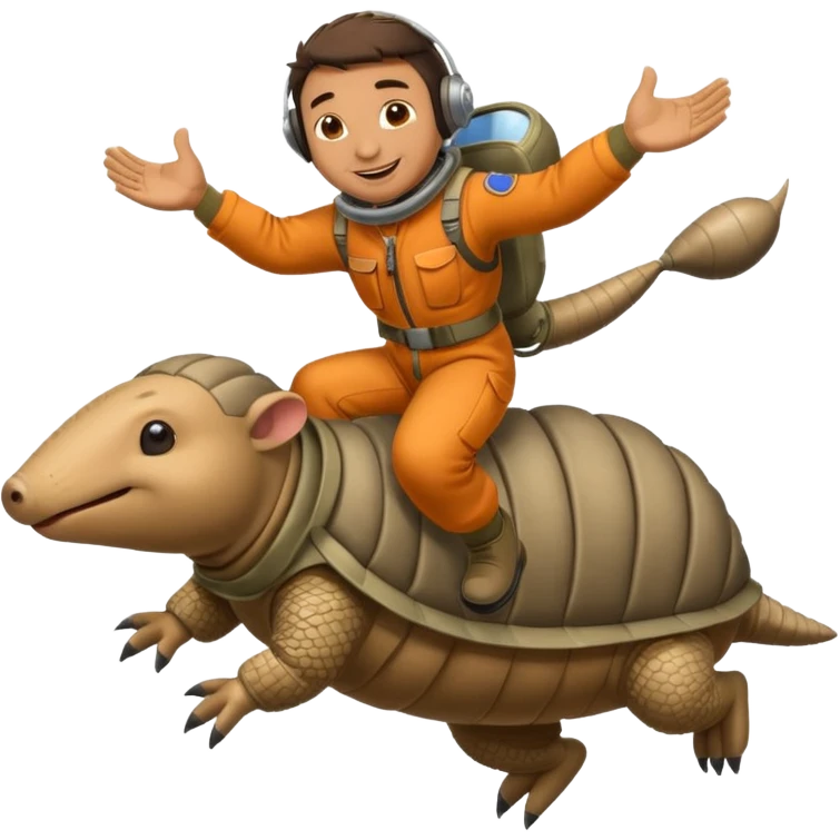 Man flying in the sky of armadillos emoji