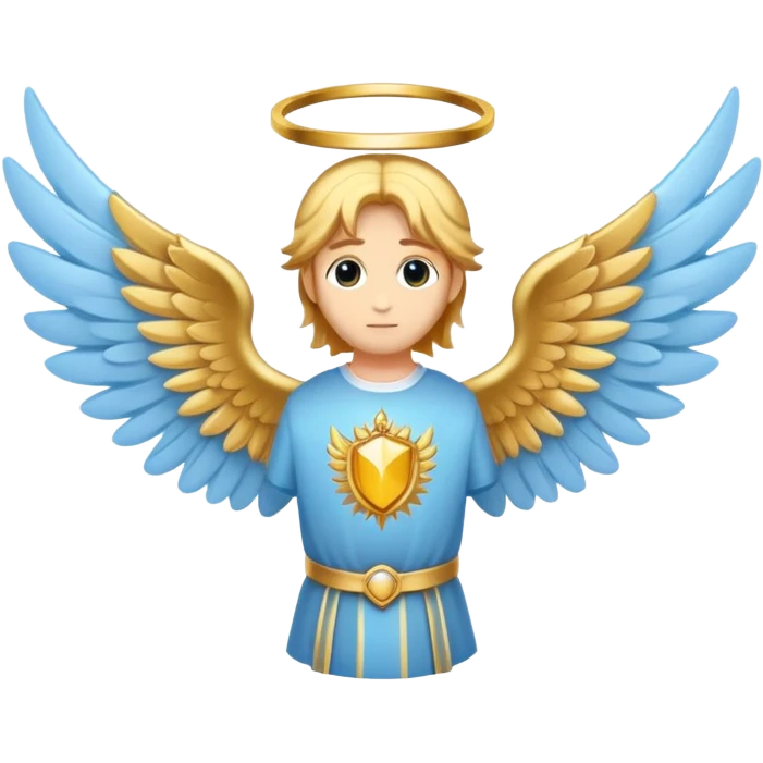 holy saint emblem with light blue wings and golden halo emoji