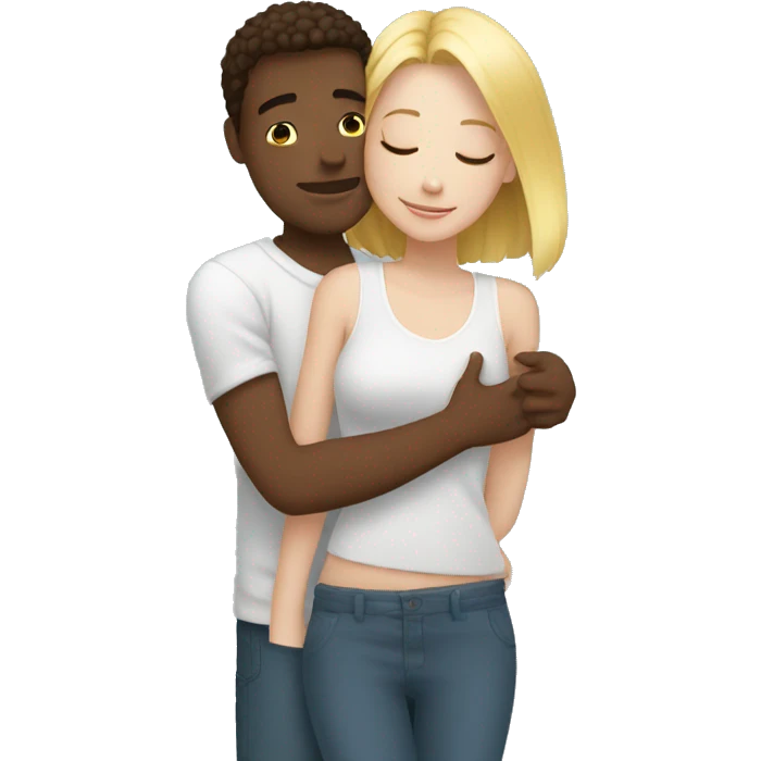 hugging white girlfriend and white boyfriend for the first time emoji
