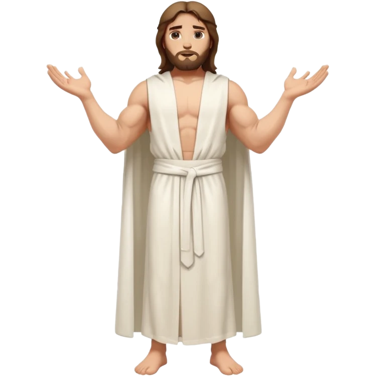 fullbody jesus christ jacked, sleeveless white robe and arms crossed emoji