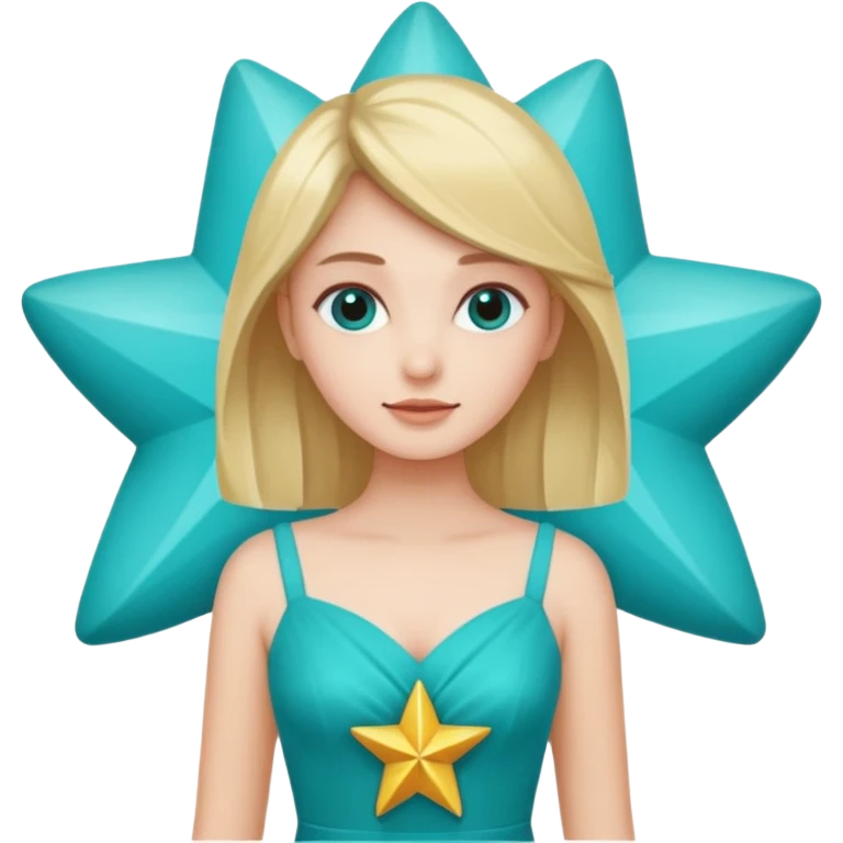 star wearing a turquoise dress shape into a star emoji