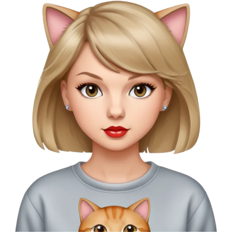 Taylor swift wearing a cat sweatshirt  emoji