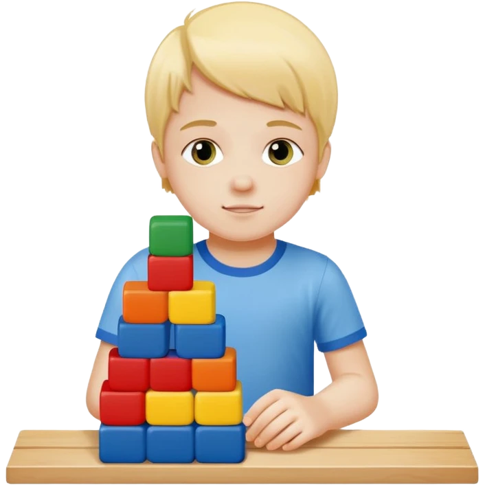 child stacking colorful blocks emoji