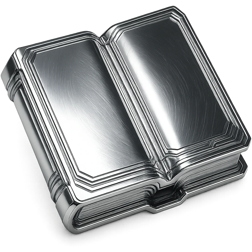 stylized chrome book, open, shiny pages, futuristic look emoji