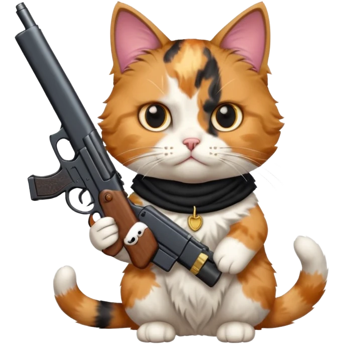 Make a cat with a gun emoji