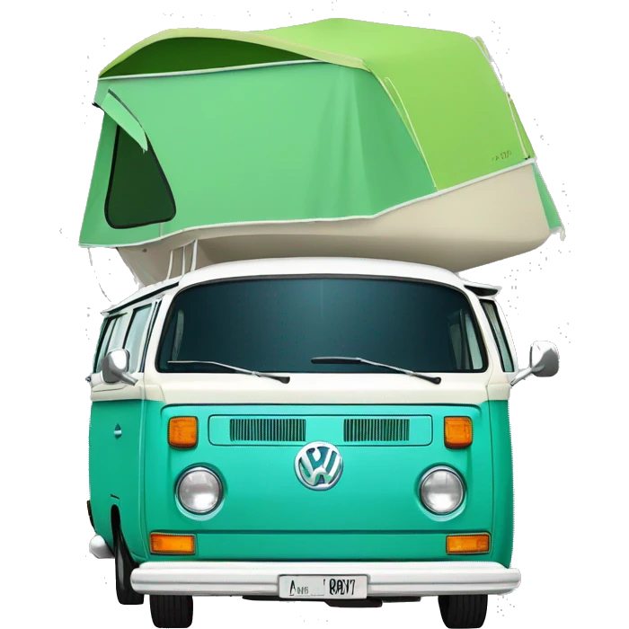 VW T2 California camping bus bicolor VW greenblue white von emoji