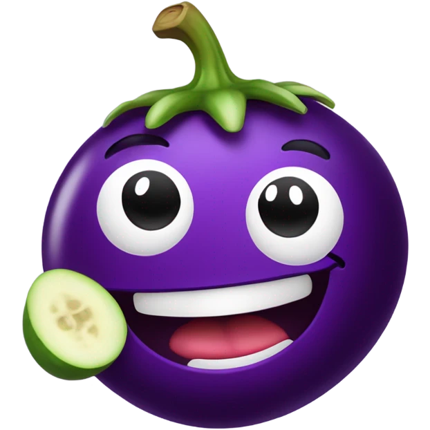 Smiling emoji licking eggplant  emoji