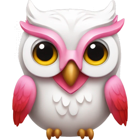pink white owl with red owl lips emoji
