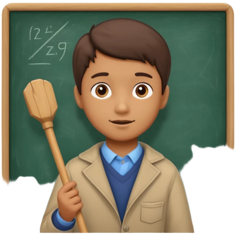boy teaching with stick near board emoji