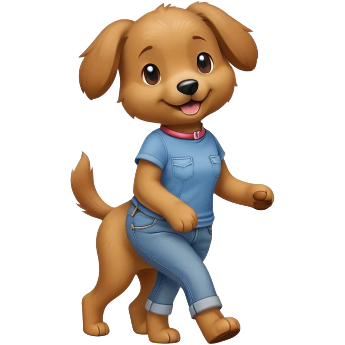 female dog anthropomorphised wearing jeans and a t-shirt walking upright emoji