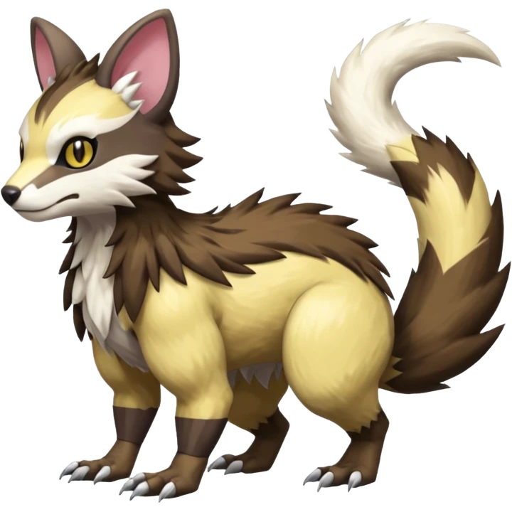 Trico-Sergal-Furret-Wolverine-Vernid-fusion-Fakemon-animal-hybrid-creature, full body emoji