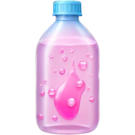 plastic bottle with crystaline pink liquid emoji