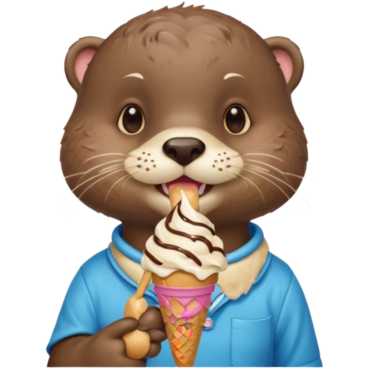 otter eating icecream emoji