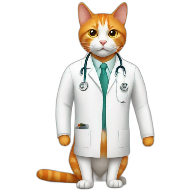 Orange cat doctor white jacket emoji