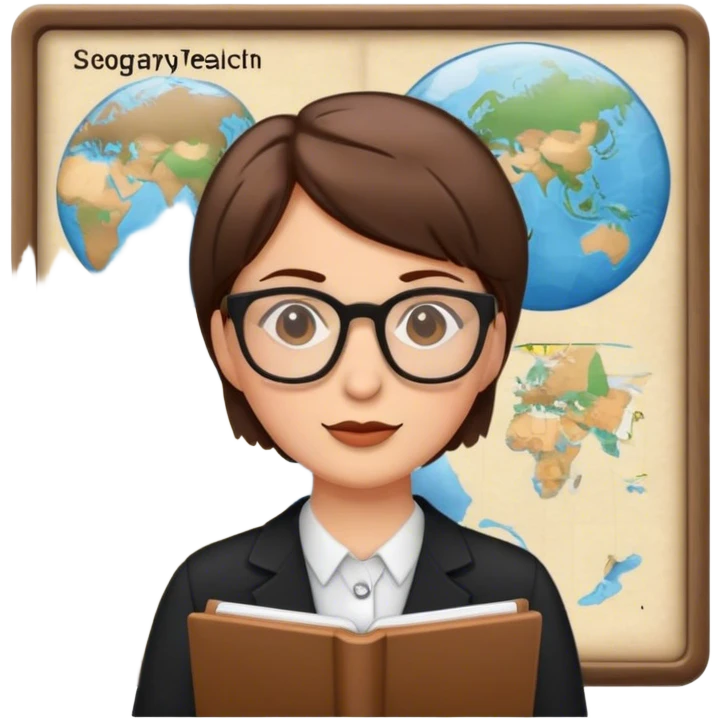 geography teacher with braun not so long hair and with glasses emoji