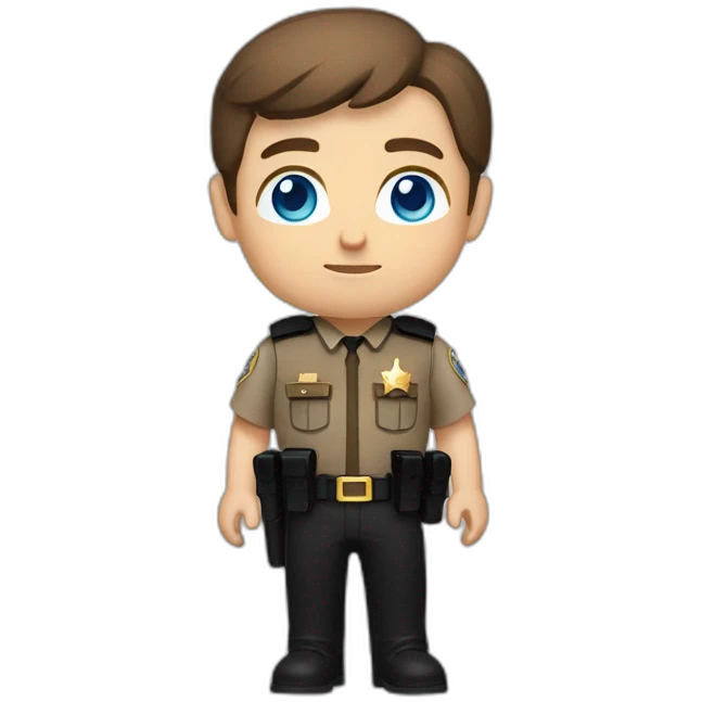 Deputy sheriff with short Brown hair and blue eyes and bulletproof vest and arms emoji