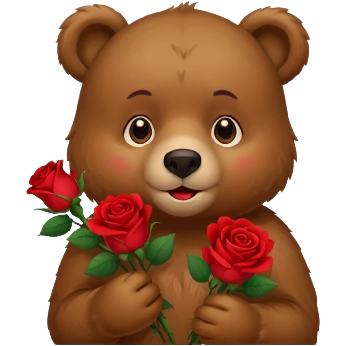 Cute bear with this emoji 🥹  holding roses with this emoji expression  emoji