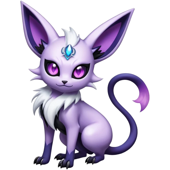 Shiny Exotic Badass Mysterious Gothic Espeon-Absol-Pokémon-Fakémon-hybrid-creature (full body) emoji